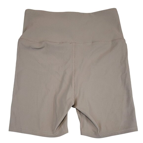 Kimberly C Shorts Ribbed High-Waisted Bike Tan/Taupe Womens S New - Picture 2 of 6